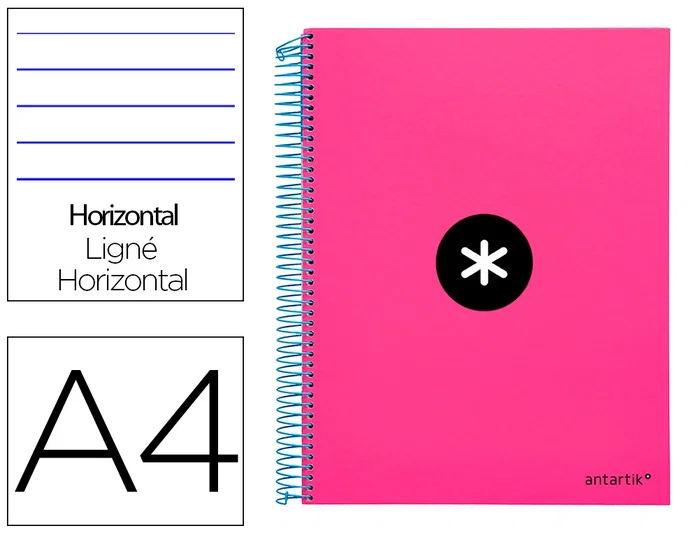 Antartik Cuaderno Espiral A4 Rosa 120 Hojas 90g Antartik Cuaderno Espiral A4 Rosa 120 Hojas 90g