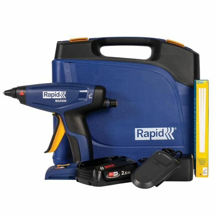 Rapid Pistola de pegamento BGX500 de 18 V con maletín, batería de 2,5 Ah y cargador Rapid Pistola de pegamento BGX500 de 18 V con maletín, batería de 2,5 Ah y cargador