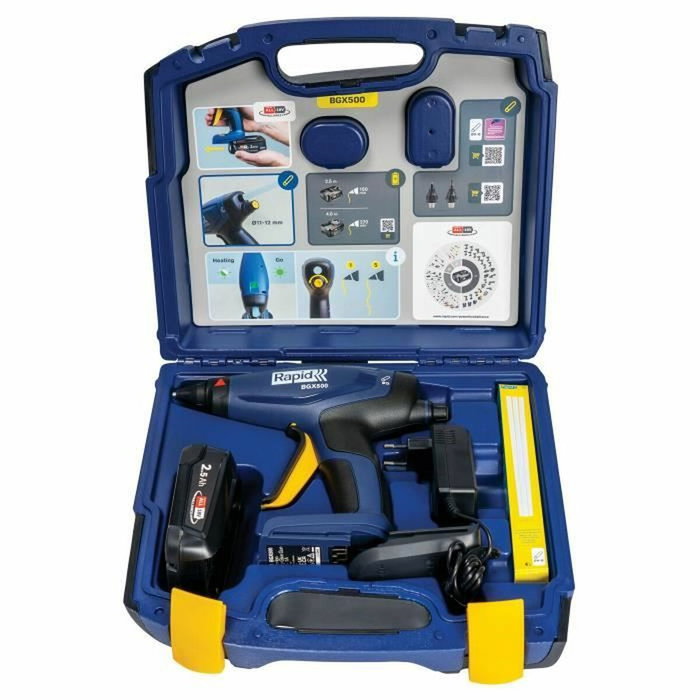 Rapid Pistola de pegamento BGX500 de 18 V con maletín, batería de 2,5 Ah y cargador Rapid Pistola de pegamento BGX500 de 18 V con maletín, batería de 2,5 Ah y cargador