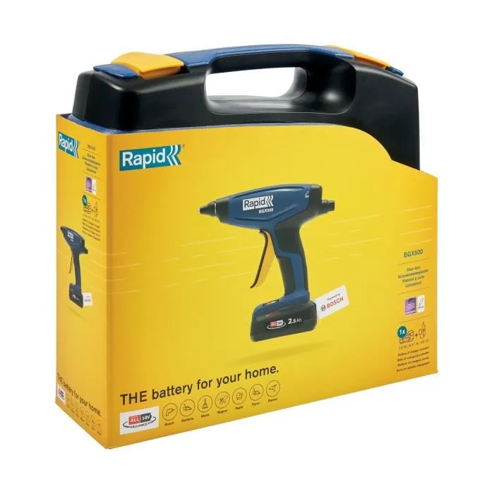 Rapid BGX500 Pistola de Pegamento a Batería 18V 900 g/h Maletín + Batería 2.5 Ah + Cargador