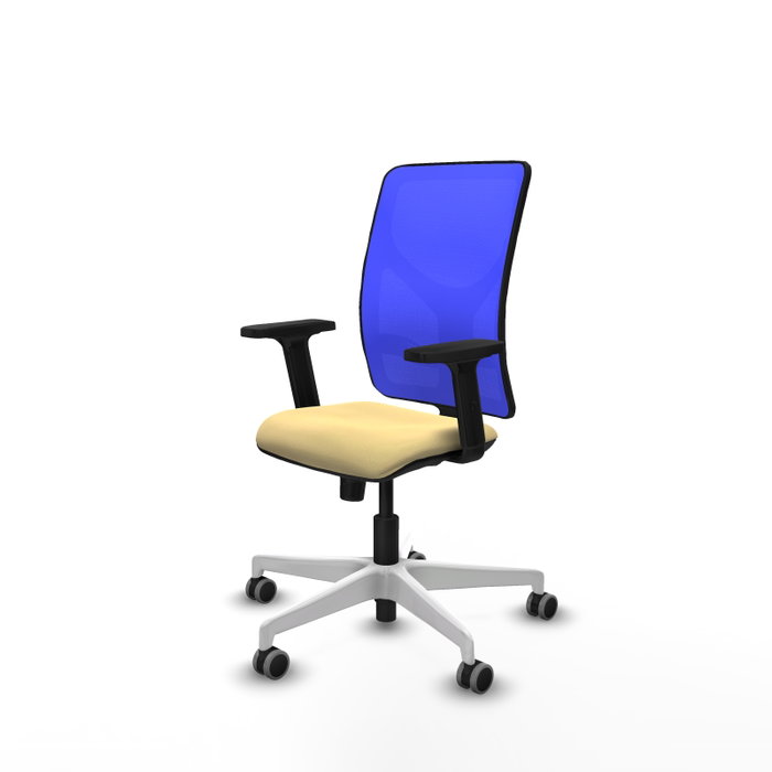 PIQUERAS Y CRESPO Silla de oficina Motilla con mecanismo Sincro, Crema y Azul