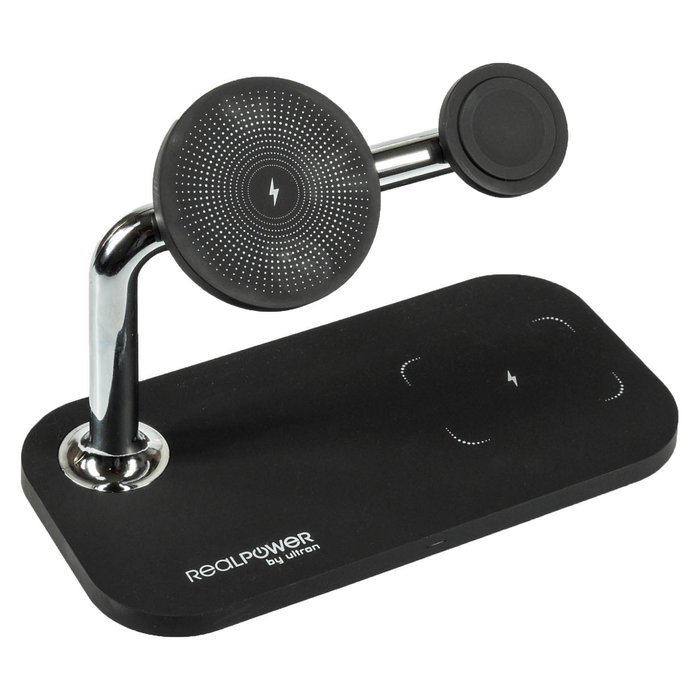 RealPower ChargeAir Mag Cargador Inalámbrico Magsafe Negro con USB-C - 15W para iPhone Apple Watch AirPods Pro y 2ª Gen