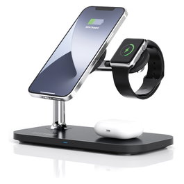 RealPower ChargeAir Mag Cargador Inalámbrico Magsafe Negro con USB-C - 15W para iPhone Apple Watch AirPods Pro y 2ª Gen