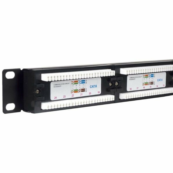 Phasak PU 2420 Panel de transferencia 24 puertos Cat. 6 UTP 1U 19 pulgadas Negro Phasak PU 2420 Panel de transferencia 24 puertos Cat. 6 UTP 1U 19 pulgadas Negro