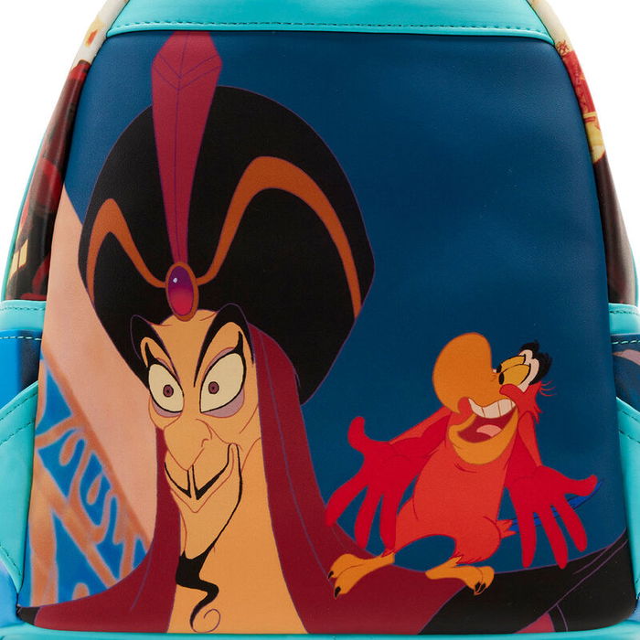 Loungefly Mochila Aladdin Disney 25cm Cuero Vegano Herrajes Dorados Ajustable Bolsillos Laterales Forro a Juego