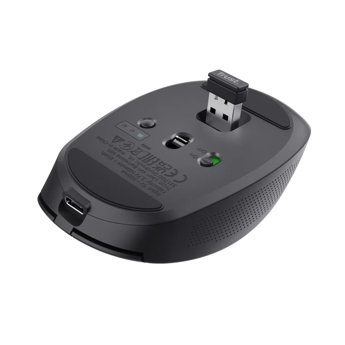 Trust Ozaa - Ratón Inalámbrico Bluetooth/2.4GHz Compacto Silencioso para Oficina, 3200 DPI, Multidispositivo (hasta 3), Recargable USB-C, 6 Botones, Negro Trust Ozaa - Ratón Inalámbrico Bluetooth/2.4GHz Compacto Silencioso para Oficina, 3200 DPI, Multidispositivo (hasta 3), Recargable USB-C, 6 Botones, Negro
