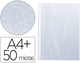 Q-connect Funda multitaladro folio piel de naranja 50 micras A4+ bolsa 10 unidades