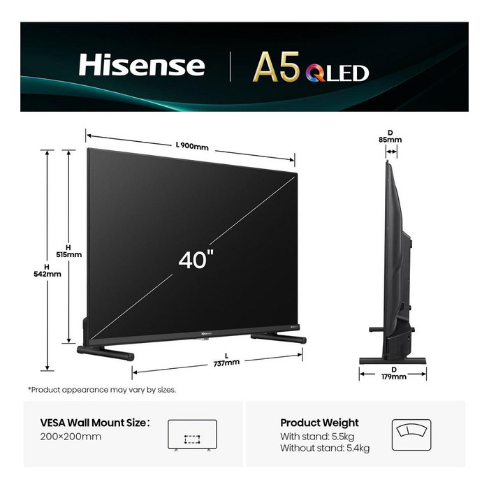 Hisense 40A5Q Smart TV 102cm 40" Full HD QLED