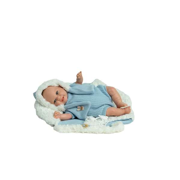 Muñecas Arias Reborn Muñeca Arias 35 cm Marco Azul con Saco Portabebé - Juguete para Niñas de 3 a 99 años en Español