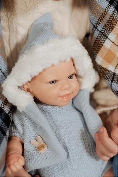 Muñecas Arias Reborn Muñeca Arias 35 cm Marco Azul con Saco Portabebé - Juguete para Niñas de 3 a 99 años en Español