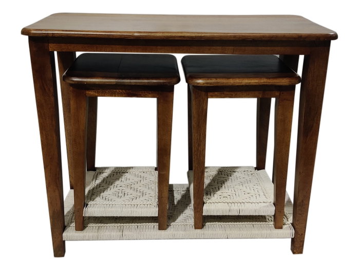DKD Home Decor Consola Colonial Marron Crudo Mango Algodon 95x81x40 cm Set de 3