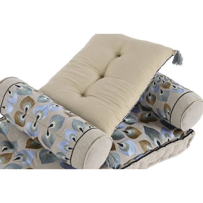 DKD Home Decor Set de 4 Sillones de Algodón Azul y Beige Rajna DKD Home Decor Set de 4 Sillones de Algodón Azul y Beige Rajna