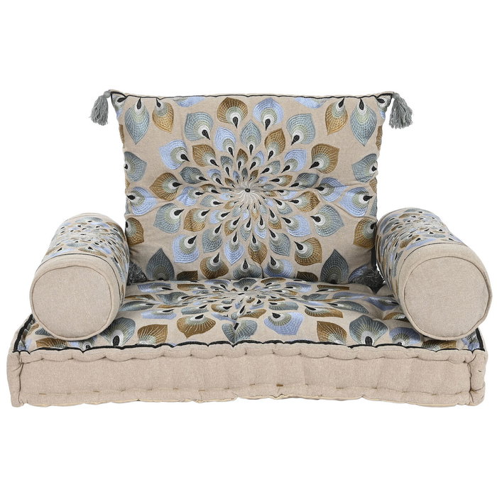 DKD Home Decor Set de 4 Sillones de Algodón Azul y Beige Rajna DKD Home Decor Set de 4 Sillones de Algodón Azul y Beige Rajna