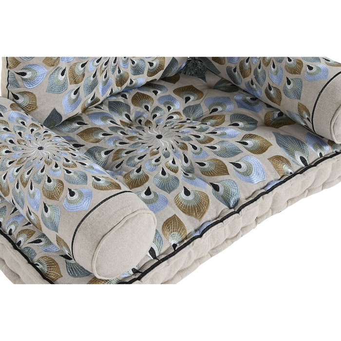 DKD Home Decor Set de 4 Sillones de Algodón Azul y Beige Rajna DKD Home Decor Set de 4 Sillones de Algodón Azul y Beige Rajna