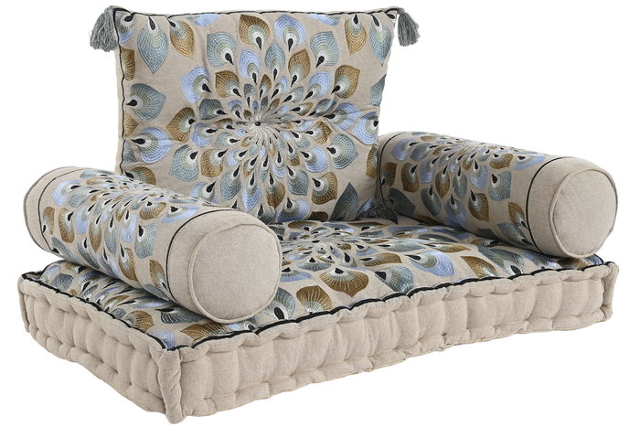 DKD Home Decor Sillon Azul Beige 55 x 18 x 90 cm Set de 4