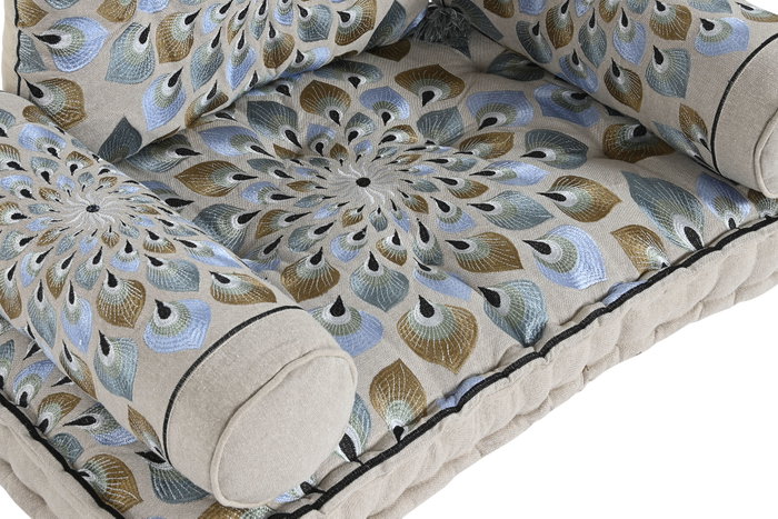 DKD Home Decor Sillon Azul Beige 55 x 18 x 90 cm Set de 4