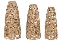 DKD Home Decor Set de 3 Pantallas de Fibras Naturales y Metal 36x36x72
