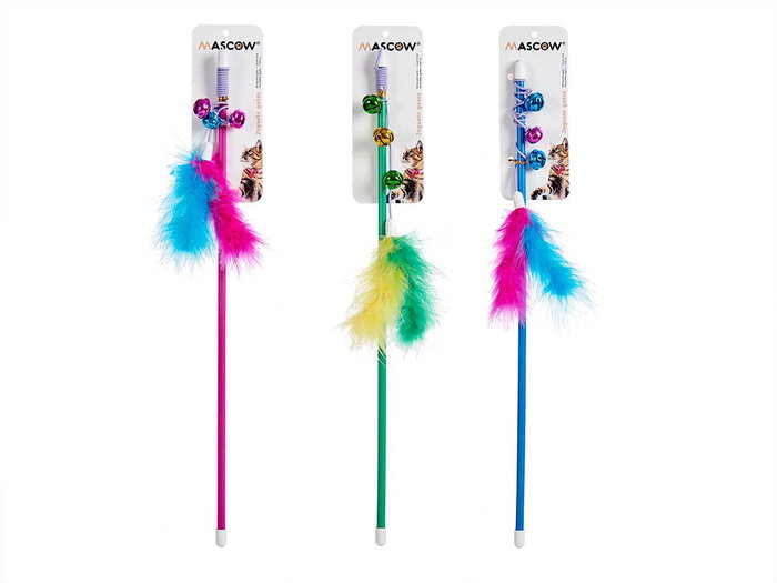 Mascow Palo Juguete Para Gato Con Plumas Surtidos Colores 6x46x3 cm (Set de 36)