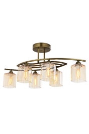 Opviq Lámpara de Araña AV-1374-6E Cobre Envejecido 6 Luces E14 Metal Cristal 75x30cm