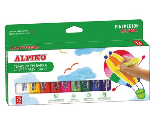 Alpino Témperas en Barra Pintacolor 12 Colores Surtidos Tapas Giratorias Alpino Témperas en Barra Pintacolor 12 Colores Surtidos Tapas Giratorias
