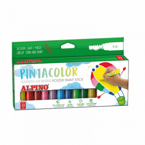 Alpino Témperas en Barra Pintacolor 12 Colores Surtidos Tapas Giratorias Alpino Témperas en Barra Pintacolor 12 Colores Surtidos Tapas Giratorias