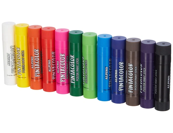 Alpino Témperas en Barra Pintacolor 12 Colores Surtidos Tapas Giratorias