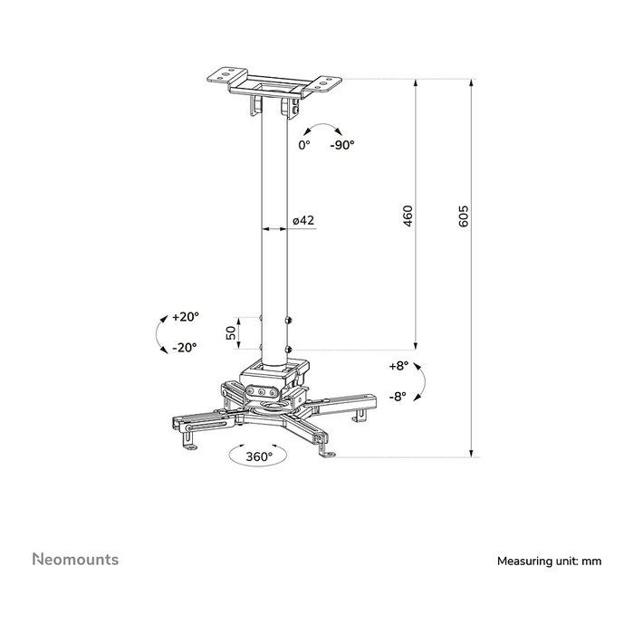 Newstar Neomounts CL25-540BL1 Soporte de techo para proyector ajustable 60,5-90,5 cm Newstar Neomounts CL25-540BL1 Soporte de techo para proyector ajustable 60,5-90,5 cm