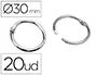 Liderpapel Anilla Bisagra N.2 Niquelada Diámetro 30 mm Caja de 20 Unidades