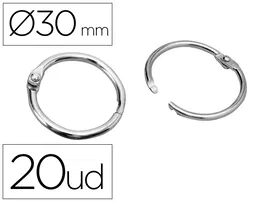Liderpapel Anilla Bisagra N.2 Niquelada Diámetro 30 mm Caja de 20 Unidades