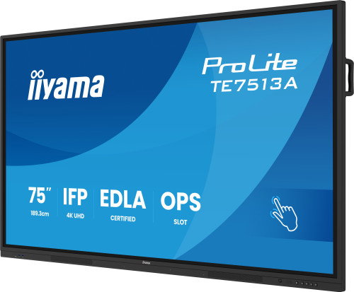 Iiyama TE7513A-B1AG Pantalla Interactiva 75" UHD IPS Android 14 8GB/128GB Antiglare 450cd/m² VESA 400x400