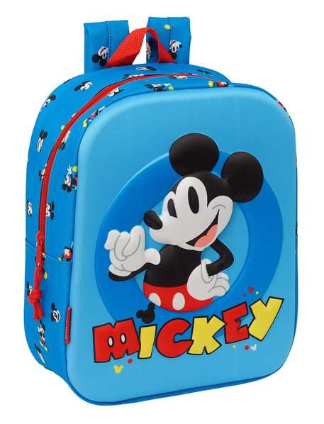 Safta Mochila Guardería 3D Mickey Mouse Bolsillo Red 22x27x10 cm