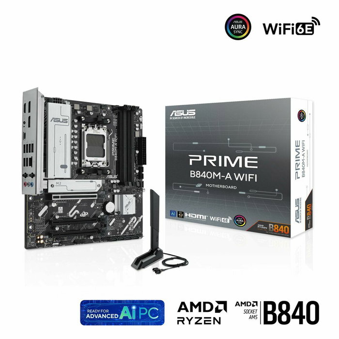 ASUS PRIME B840M-A WIFI Micro ATX con Socket AM5 y DDR5 ASUS PRIME B840M-A WIFI Micro ATX con Socket AM5 y DDR5
