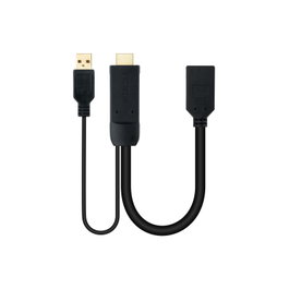 NANOCABLE Conversor HDMI 2.0 a DisplayPort V1.2 Negro, 20 cm, 0,2 m, HDMI + USB Type-A, DisplayPort, Macho, Hembra, Derecho