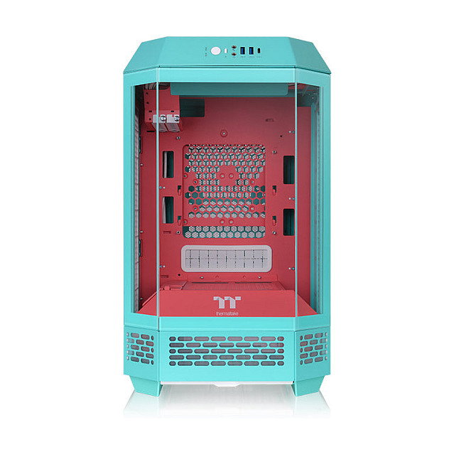 Thermaltake The Tower 250 Caja PC Mini Tower, Mini-ITX, Color Menta y Rojo