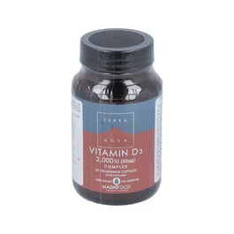 Terranova Vitamina D3 2000 UI - 50 Cápsulas Veganas - Colecalciferol - Apoya la Salud Ósea - Complemento Alimenticio