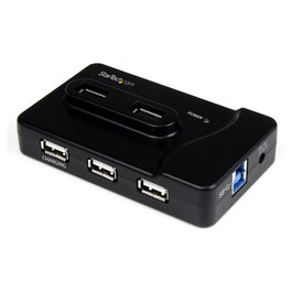 StarTech.com Hub USB 3.2 Gen 1 de 6 Puertos (2x USB 3.0 + 4x USB 2.0) con Puerto de Carga de 2A, Negro - Adaptador Concentrador con Alimentación CC