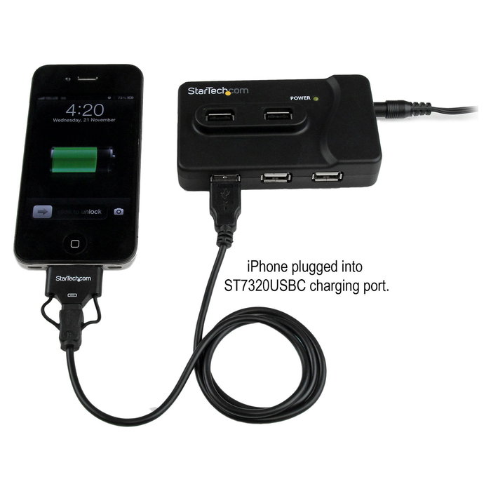 StarTech.com Hub USB 3.2 Gen 1 de 6 Puertos (2x USB 3.0 + 4x USB 2.0) con Puerto de Carga de 2A, Negro - Adaptador Concentrador con Alimentación CC