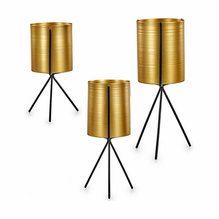 Set de Maceteros Gift Decor Negro Dorado Metal 11,5 x 28,5 x 11,5 cm (6 Unidades)