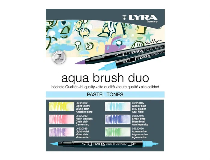 Lyra Aqua Brush Duo Tonos Pastel Estuche de 6 unidades Lyra Aqua Brush Duo Tonos Pastel Estuche de 6 unidades