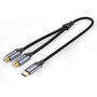 Vention BGVHG Cable Conversor USB-C Macho a 2 RCA Hembra 1.5m con Chip Jieli 1279A Audio Hi-Fi, Conectores Bañados en Oro, Gris