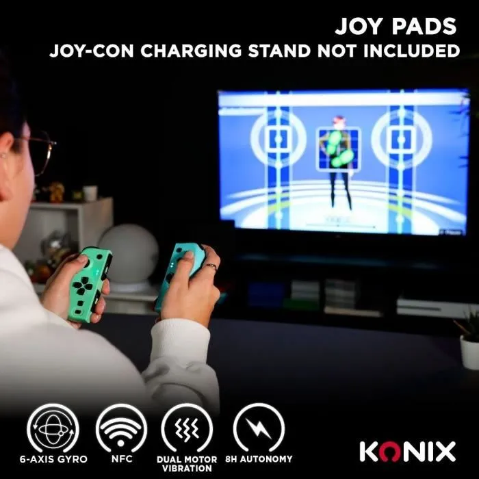 Konix Joypads para Nintendo Switch y Switch OLED con Batería de 8 horas y Función de Vibración - Verde y Azul Konix Joypads para Nintendo Switch y Switch OLED con Batería de 8 horas y Función de Vibración - Verde y Azul