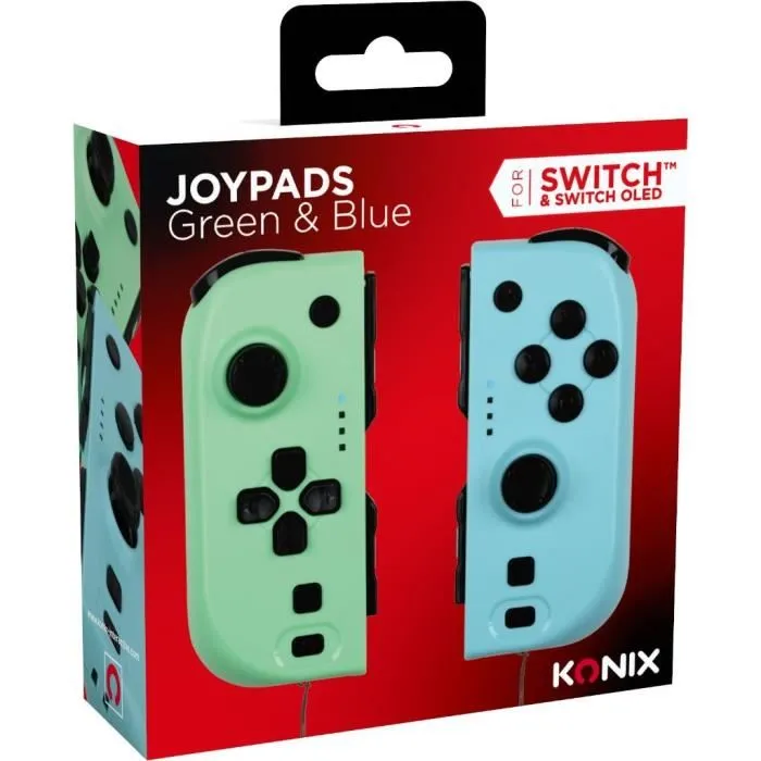 Konix Joypads para Nintendo Switch y Switch OLED con Batería de 8 horas y Función de Vibración - Verde y Azul Konix Joypads para Nintendo Switch y Switch OLED con Batería de 8 horas y Función de Vibración - Verde y Azul