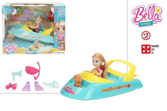 Color Baby Muñeca Bella 14cm con Lancha y Accesorios