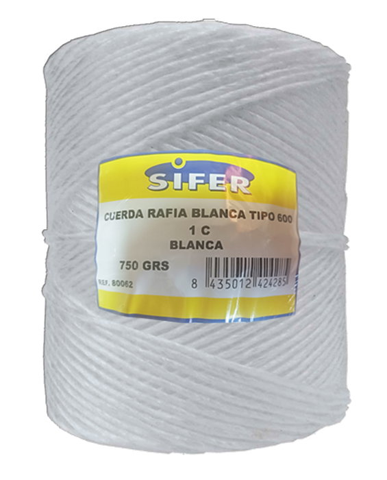 SIFER Cuerda de rafia blanca 2 mm x 450 m SIFER Cuerda de rafia blanca 2 mm x 450 m