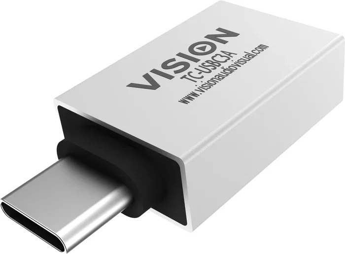 Vision TC-USBC3A Adaptador USB-C (Macho) a USB-A (Hembra) USB 3.2 de 5 Gbps con Conector de Tamaño Completo - Blanco