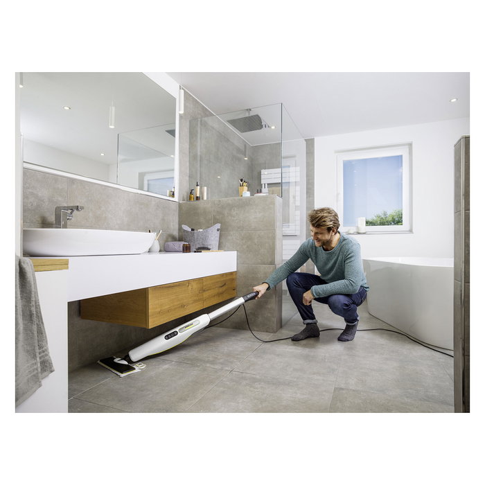 Kärcher SC 3 UPRIGHT Fregona a Vapor, 0.5L Capacidad, 1600W, Calentamiento 30s, 5m Cable, Negro y Blanco