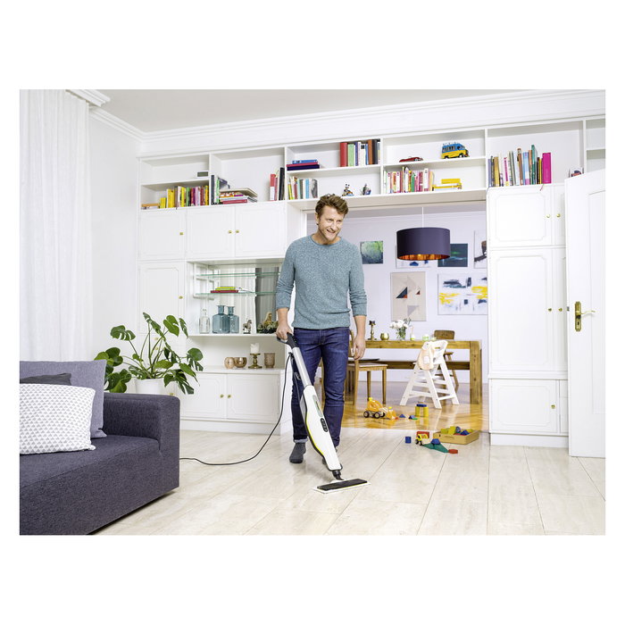 Kärcher SC 3 UPRIGHT Fregona a Vapor, 0.5L Capacidad, 1600W, Calentamiento 30s, 5m Cable, Negro y Blanco
