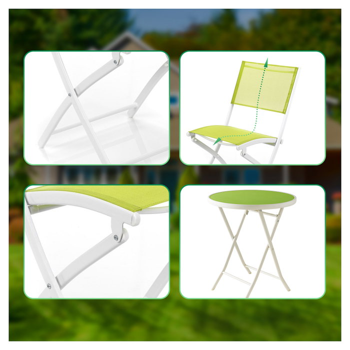 Extralink Conjunto de muebles de jardín Black Forest, Dos sillas + Mesa en Blanco y Verde Extralink Conjunto de muebles de jardín Black Forest, Dos sillas + Mesa en Blanco y Verde