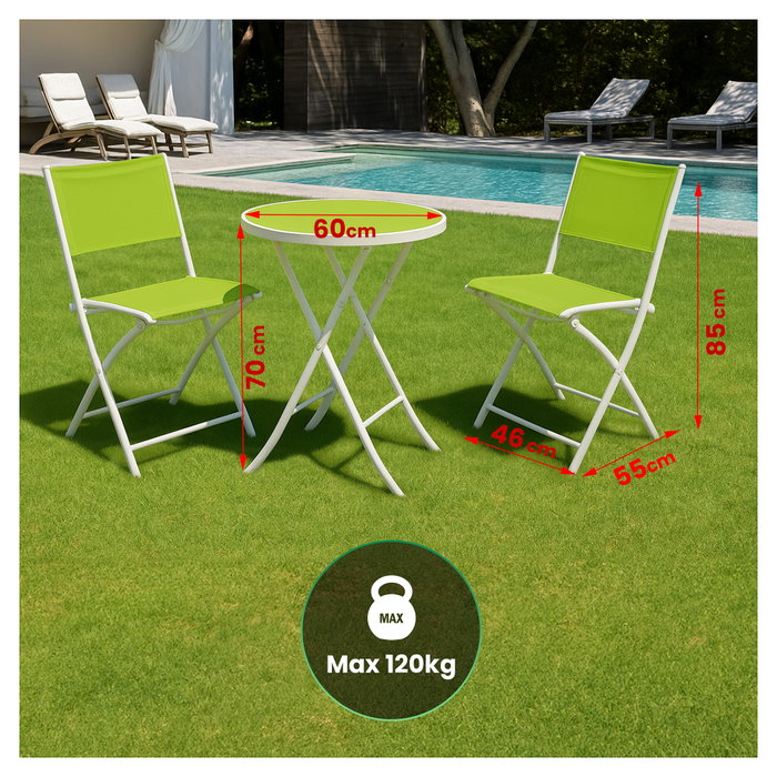 Extralink Conjunto de muebles de jardín Black Forest, Dos sillas + Mesa en Blanco y Verde Extralink Conjunto de muebles de jardín Black Forest, Dos sillas + Mesa en Blanco y Verde