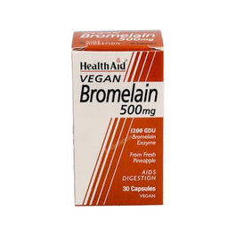 HEALTH AID Bromelina 30 Cápsulas - Complemento Alimenticio Enzimático, Apto para Vegetarianos y Veganos